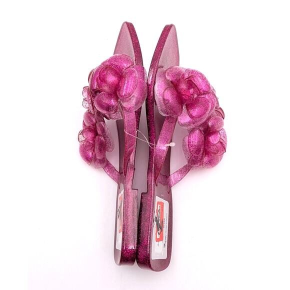 Jeffrey Campbell Fleuris Jelly Flip Flop Thong Sandal Pink Glitter Size US9 EU40 - Picture 5 of 9